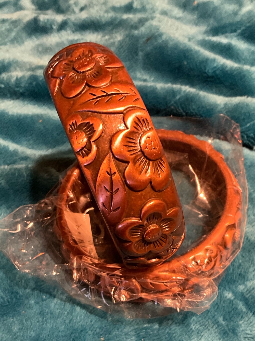Floral Leather Bracelets - Brown/Copper color